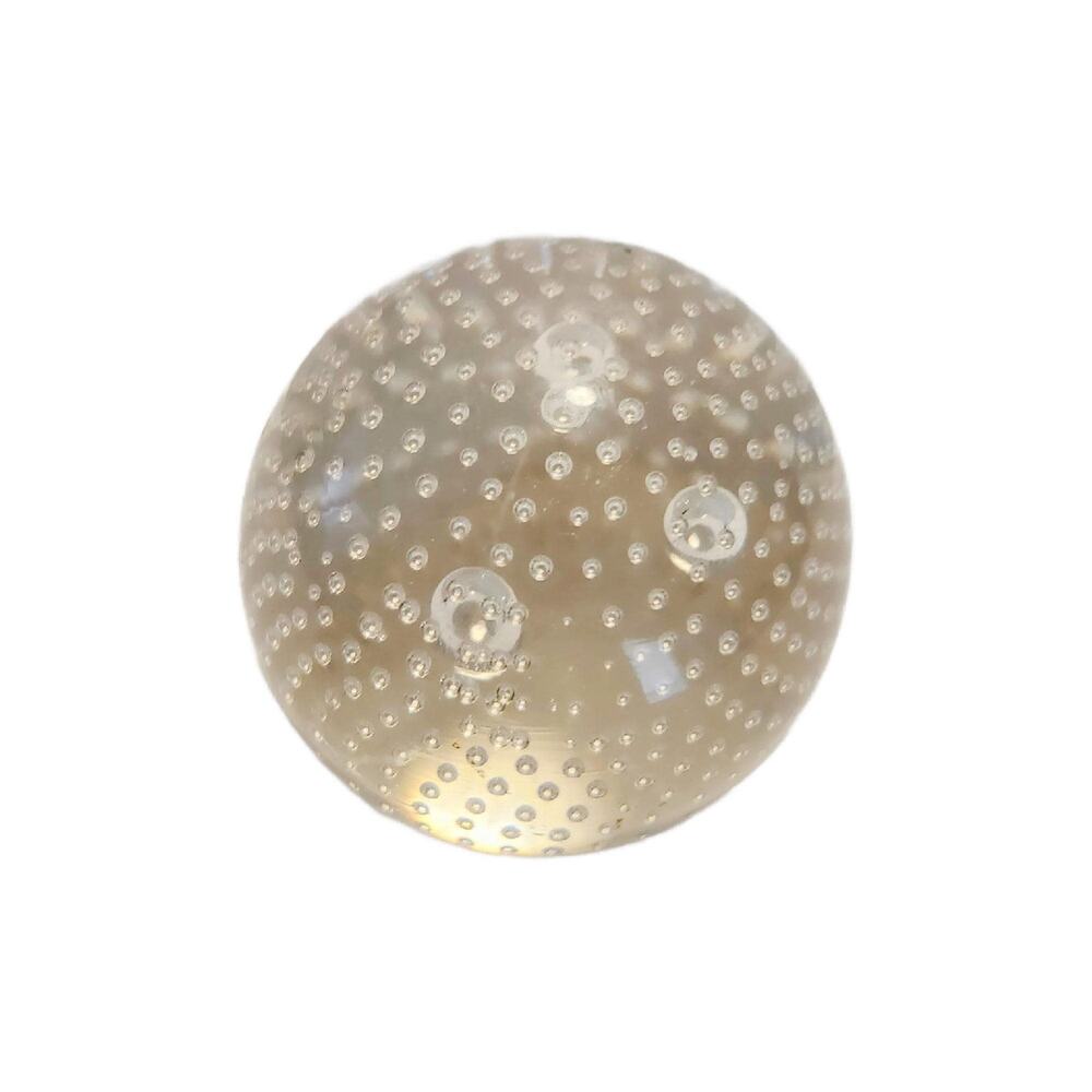Vintage Hand Blown Clear Art Glass Sphere Paperweight, Bubbles, 3.25" Diameter